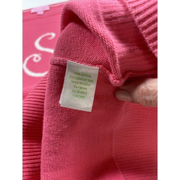 Lilly Pulitzer Pullover Sweater Pink Coral Medium Monogrammed S Long Sleeve 100% - Picture 7 of 8